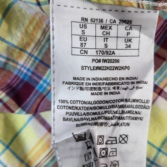 Guess Yellow Plaid Collared Button Up Shirt - Picture 9 of 10